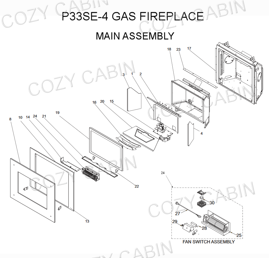 Sunrise Gas Fireplace (P33SE-4) #P33SE-4